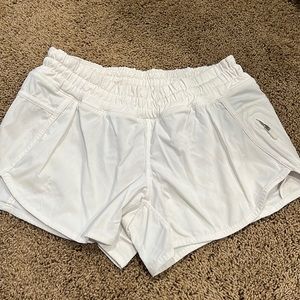 White lululemon running shorts